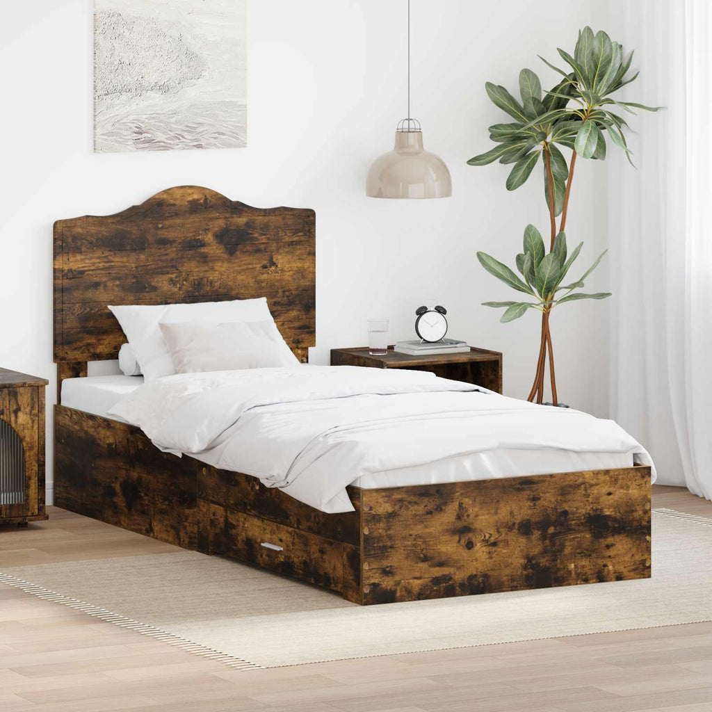 Bettrahmen Geräucherte Eiche 90 x 190 cm Holzwerkstoff