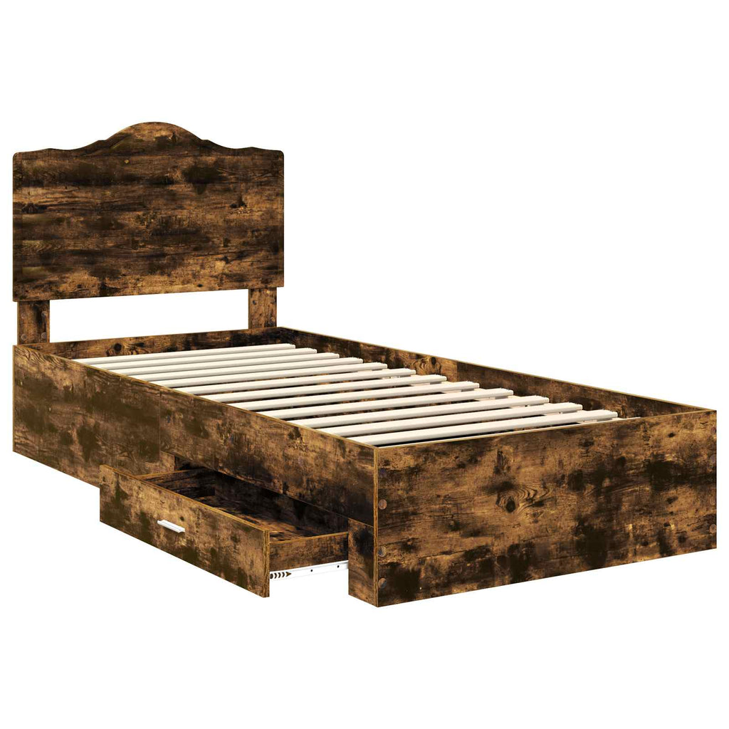 Bettrahmen Geräucherte Eiche 90 x 190 cm Holzwerkstoff