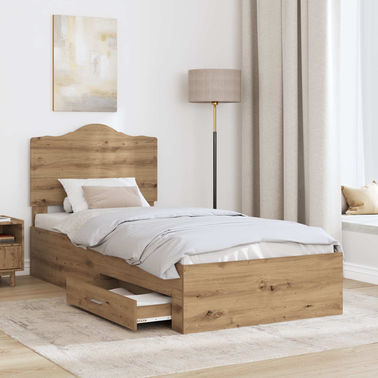 Bettrahmen mit Kopfteil Artisan-Eiche 90 x 190 cm Holzwerkstoff