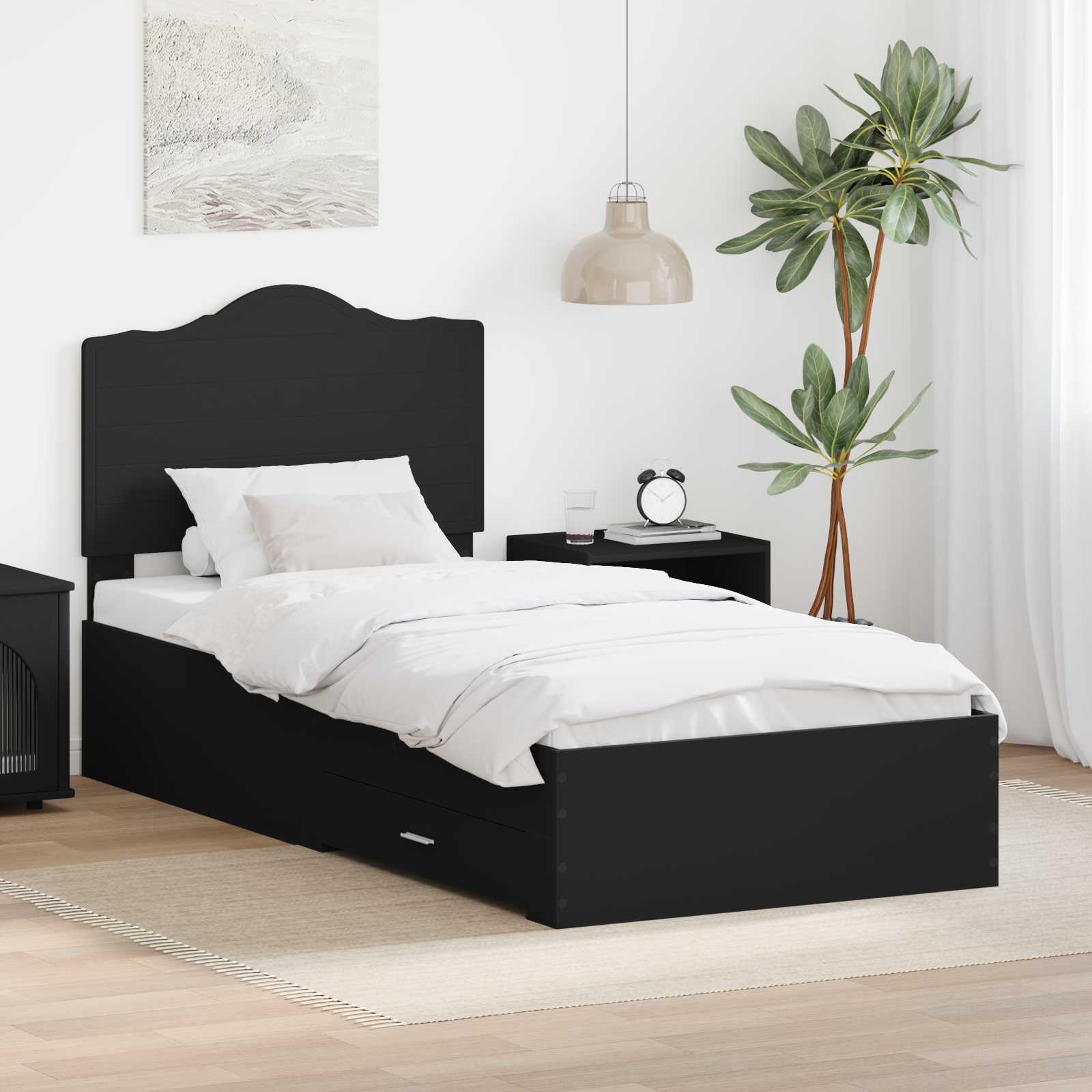 Bettrahmen mit Kopfteil Schwarz 70 x 190 cm Holzwerkstoff