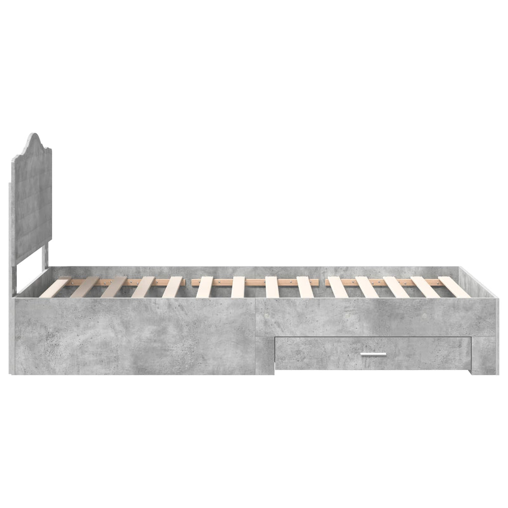 Bettrahmen mit Kopfteil Beton Grau 70 x 190 cm Holzwerkstoff