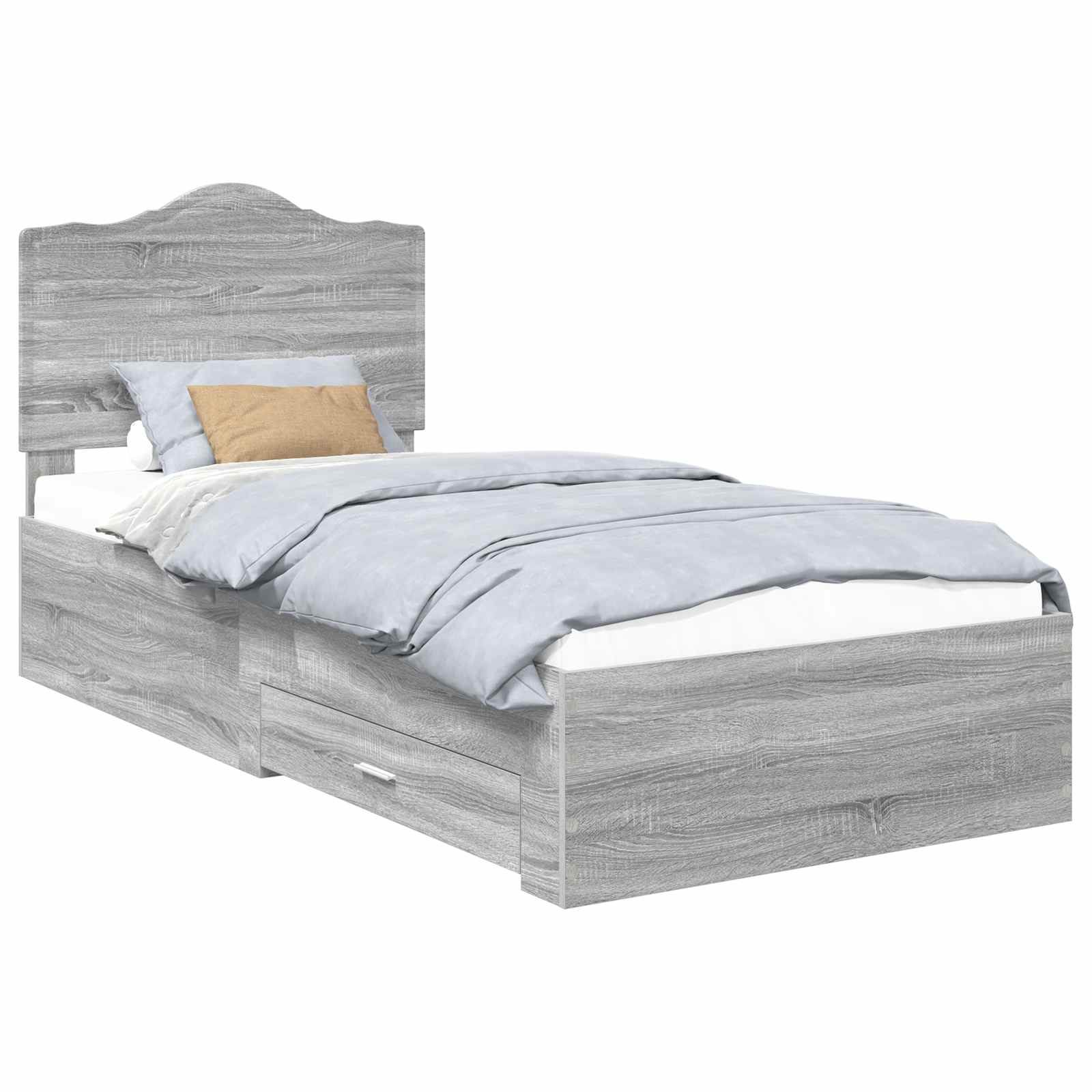 Bettrahmen mit Kopfteil Graues Sonoma 75 x 190 cm Holzwerkstoff