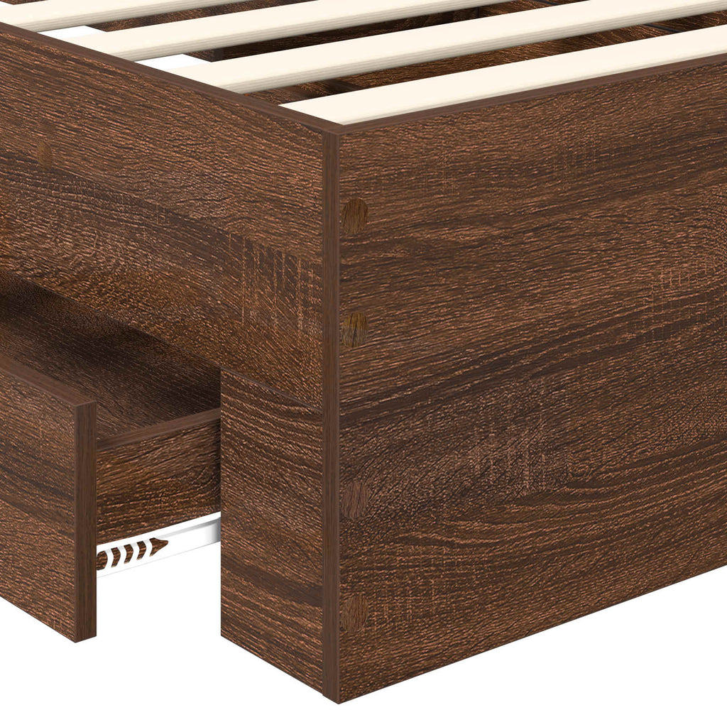 Bettrahmen Braun Eichen-Optik 70 x 190 cm Holzwerkstoff