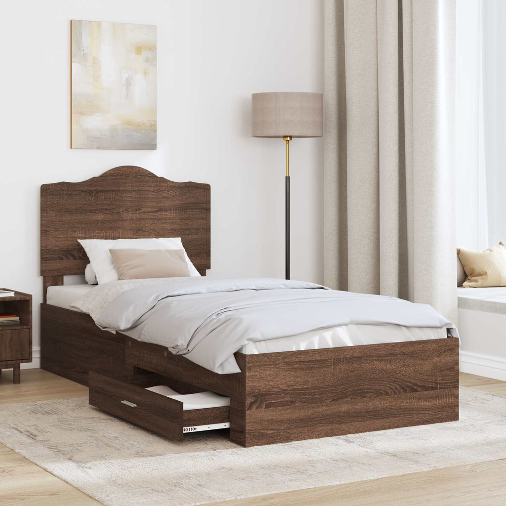 Bettrahmen Braun Eichen-Optik 70 x 190 cm Holzwerkstoff