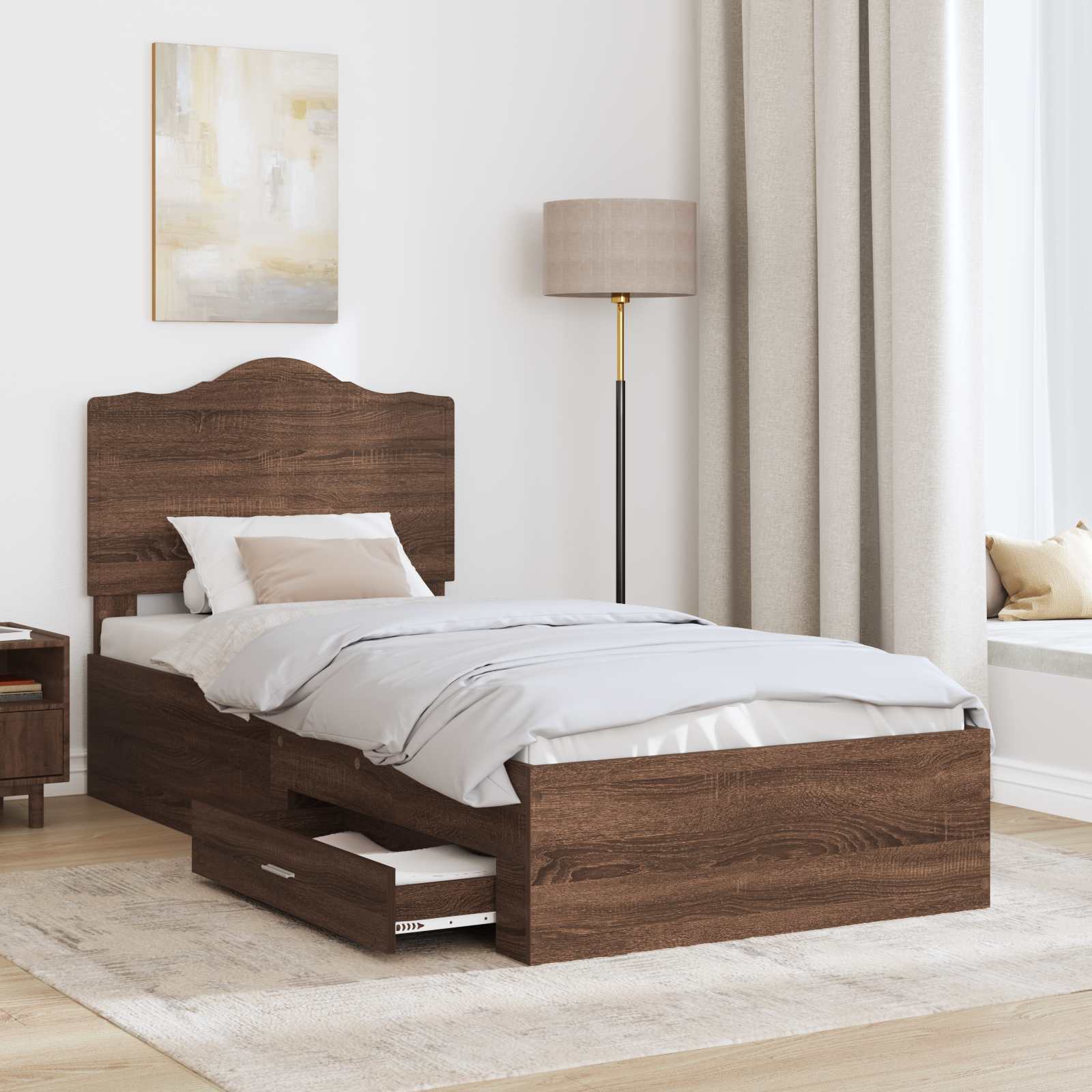 Bettrahmen Braun Eichen-Optik 70 x 190 cm Holzwerkstoff