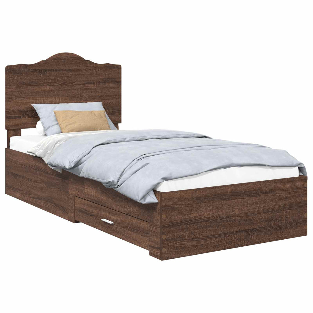 Bettrahmen Braun Eichen-Optik 70 x 190 cm Holzwerkstoff