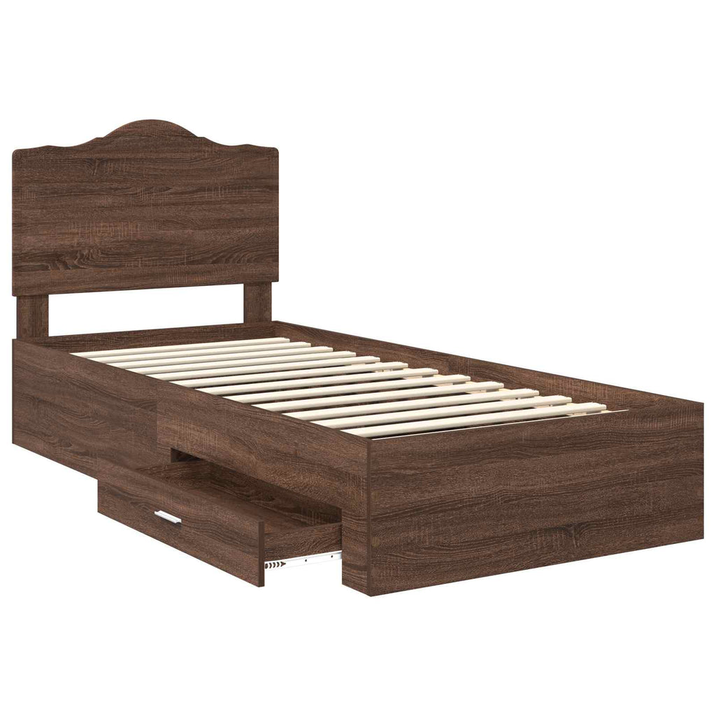 Bettrahmen Braun Eichen-Optik 70 x 190 cm Holzwerkstoff