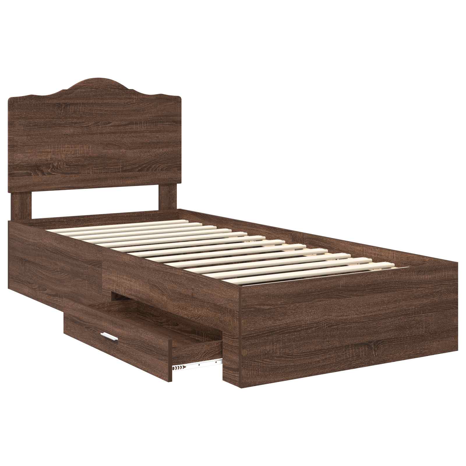 Bettrahmen Braun Eichen-Optik 70 x 190 cm Holzwerkstoff