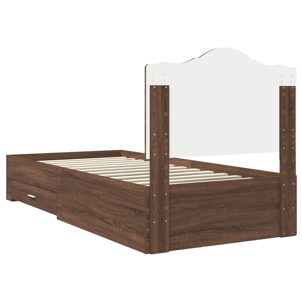 Bettrahmen Braun Eichen-Optik 70 x 190 cm Holzwerkstoff