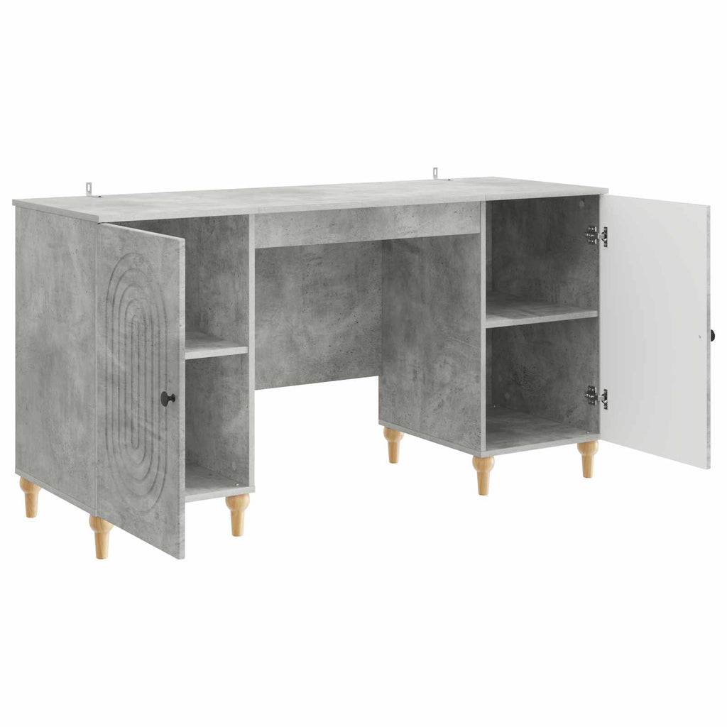 Schreibtisch mit Tür Betongrau 142,5 x 50 x 75 cm Holzwerkstoff