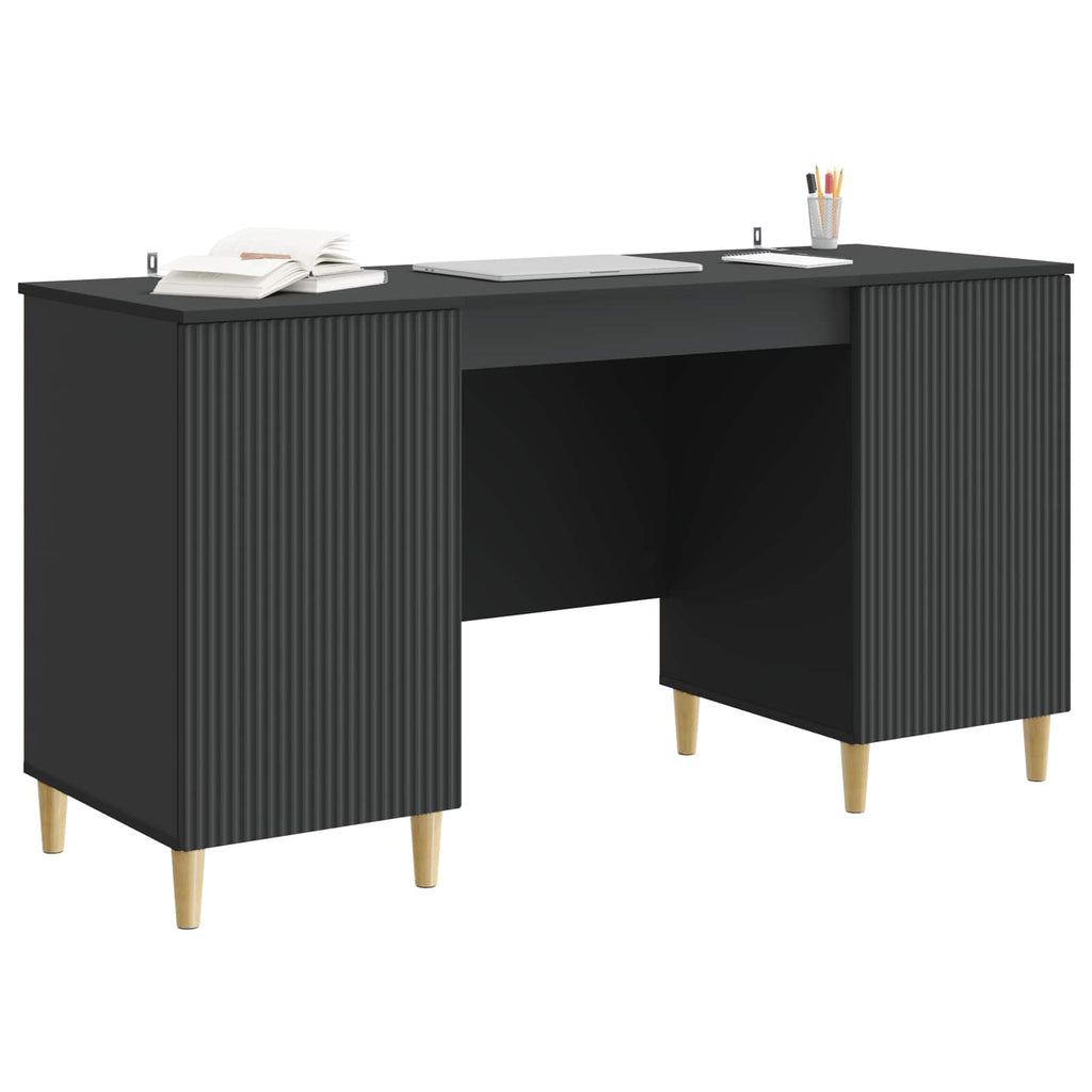 Schreibtisch mit Regal Schwarz 142,5 x 50 x 75 cm Holzwerkstoff