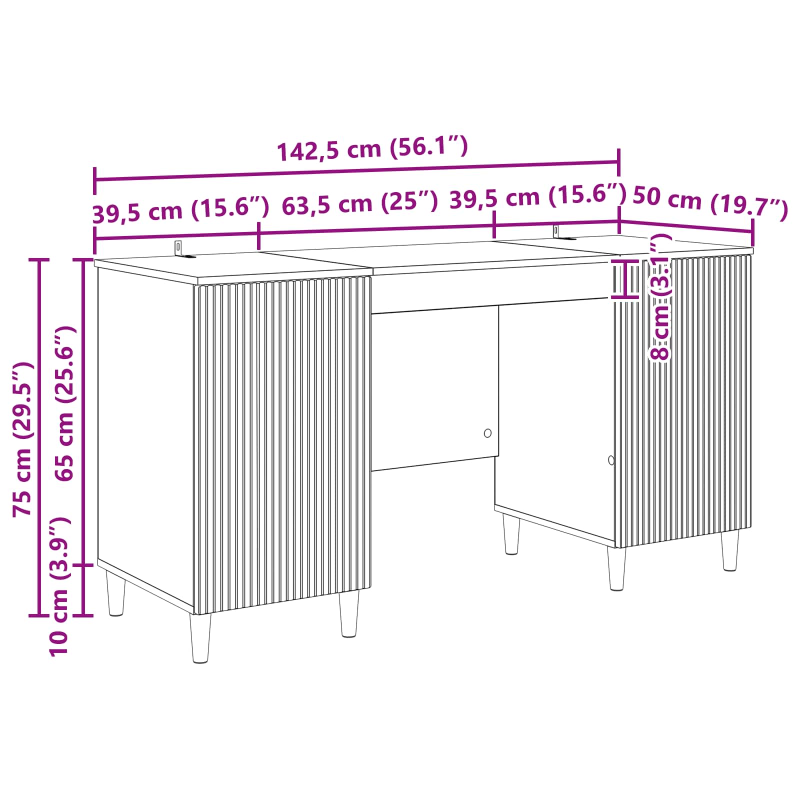 Schreibtisch Artisan-Eiche 142,5 x 50 x 75 cm Holzwerkstoff