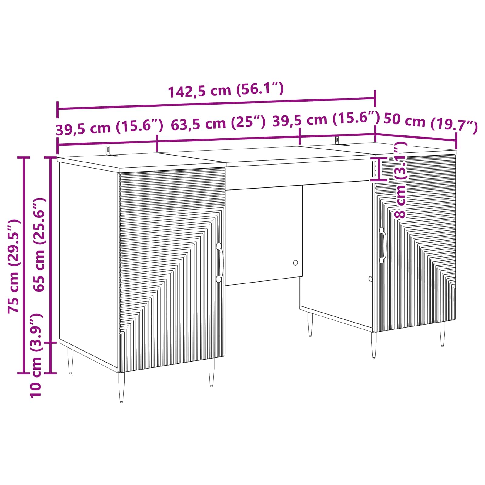 Schreibtisch Geräucherte Eiche 142,5 x 50 x 75 cm Holzwerkstoff