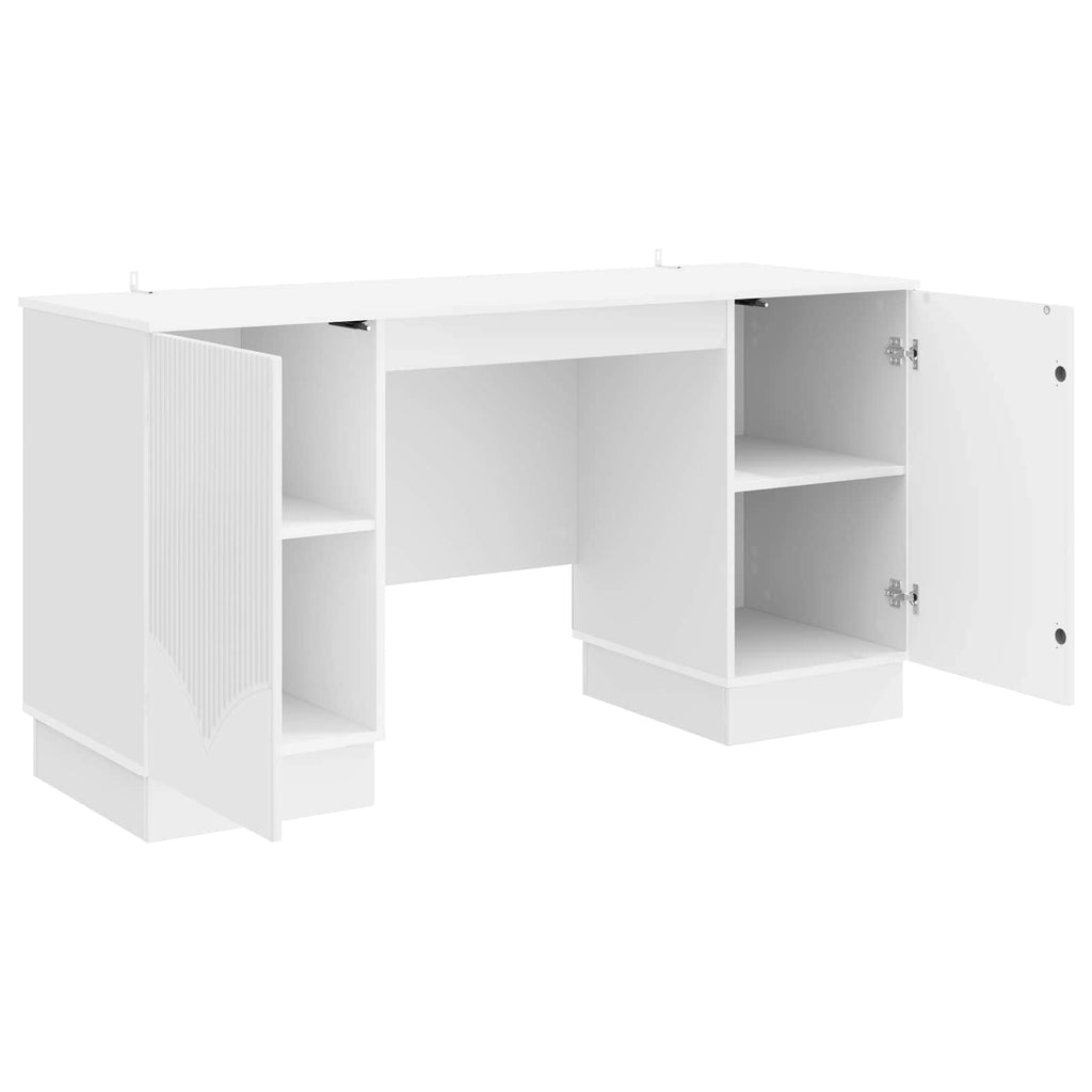 Schreibtisch Hochglanz Weiß 142,5 x 50 x 75 cm Holzwerkstoff
