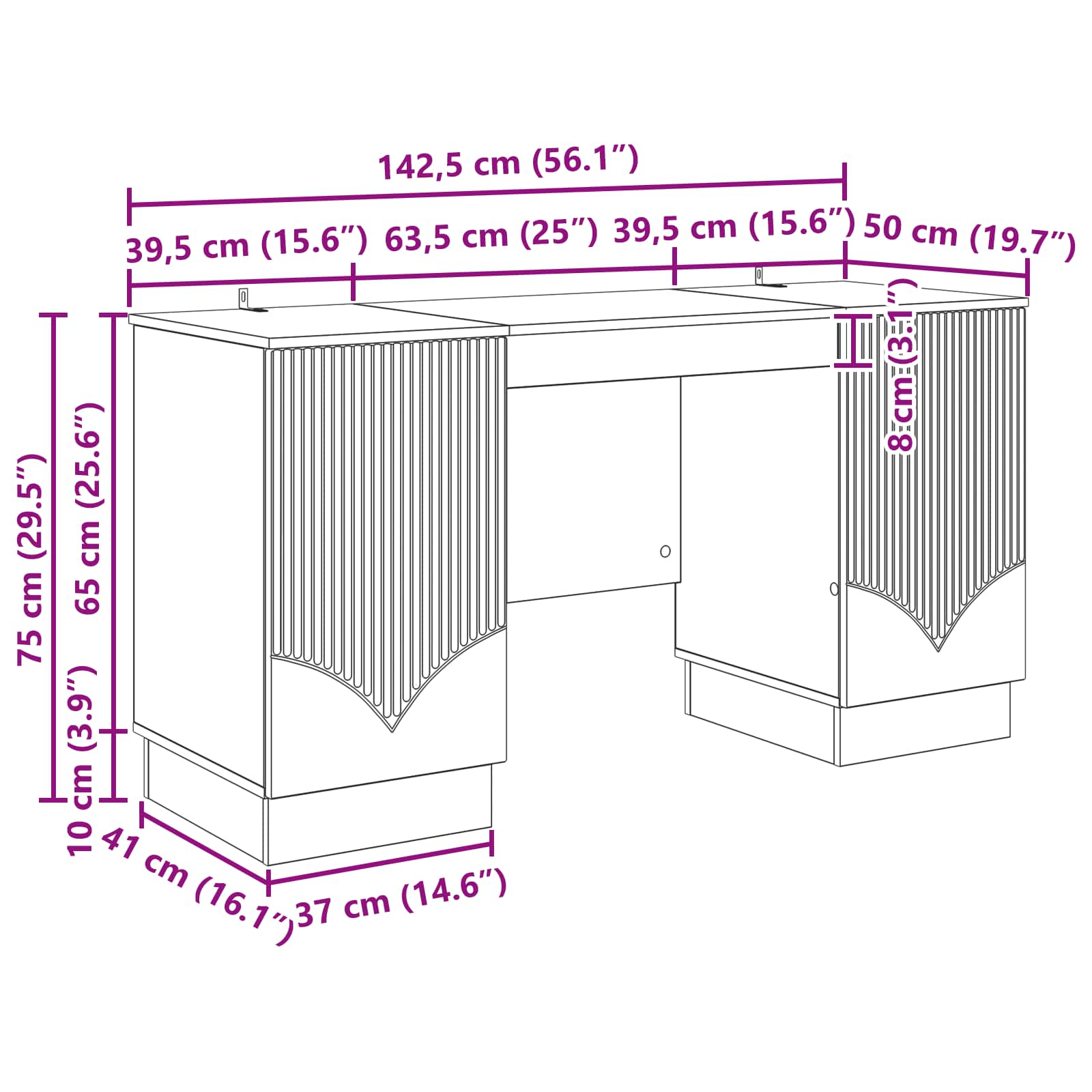 Schreibtisch Graues Sonoma 142,5 x 50 x 75 cm Holzwerkstoff