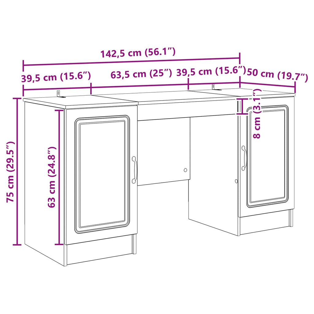 Schreibtisch mit Regal Schwarz 142,5 x 50 x 75 cm Holzwerkstoff