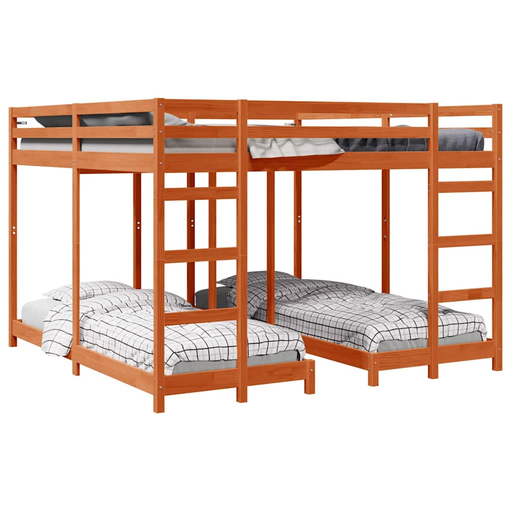 Dreifach Etagenbettrahmen Wachsbraun 200 x 200 cm