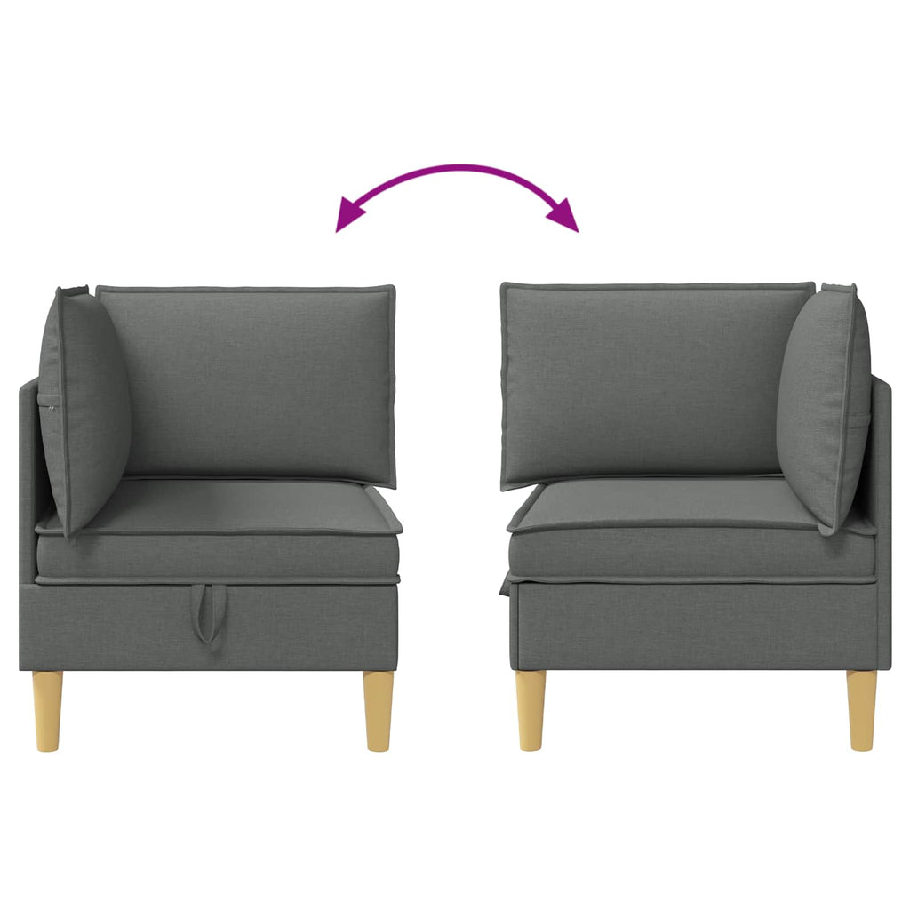 Ecksofa mit Stauraum Dunkelgrau Stoff