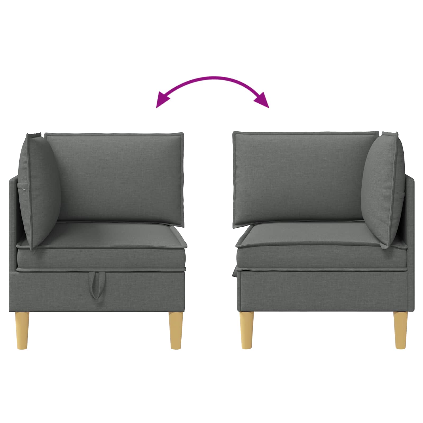 Ecksofa mit Stauraum Dunkelgrau Stoff