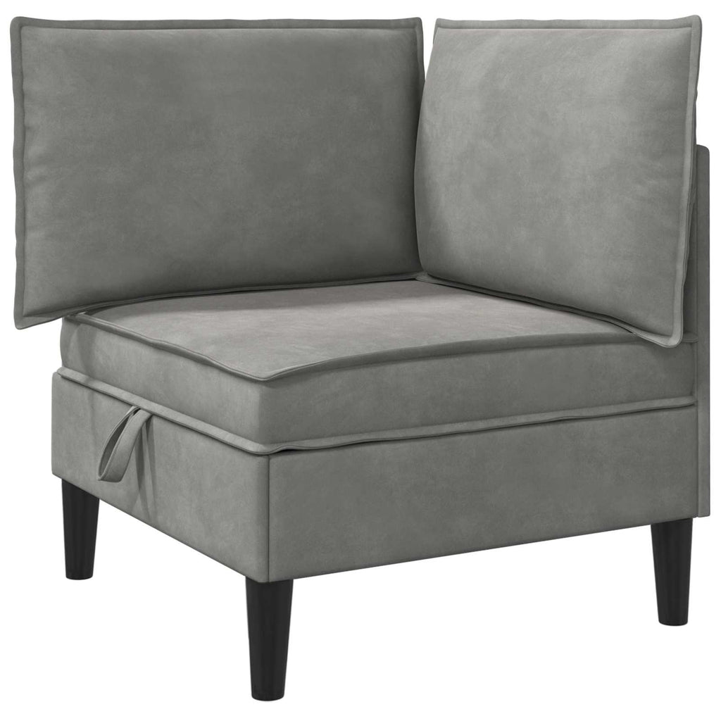 Sofa mit Stauraum Hellgrau Samt
