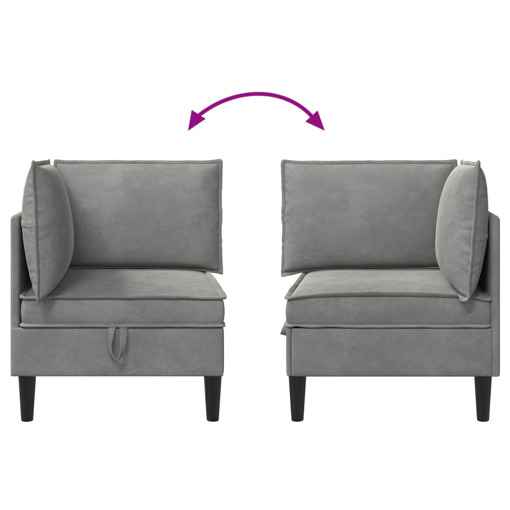 Sofa mit Stauraum Hellgrau Samt