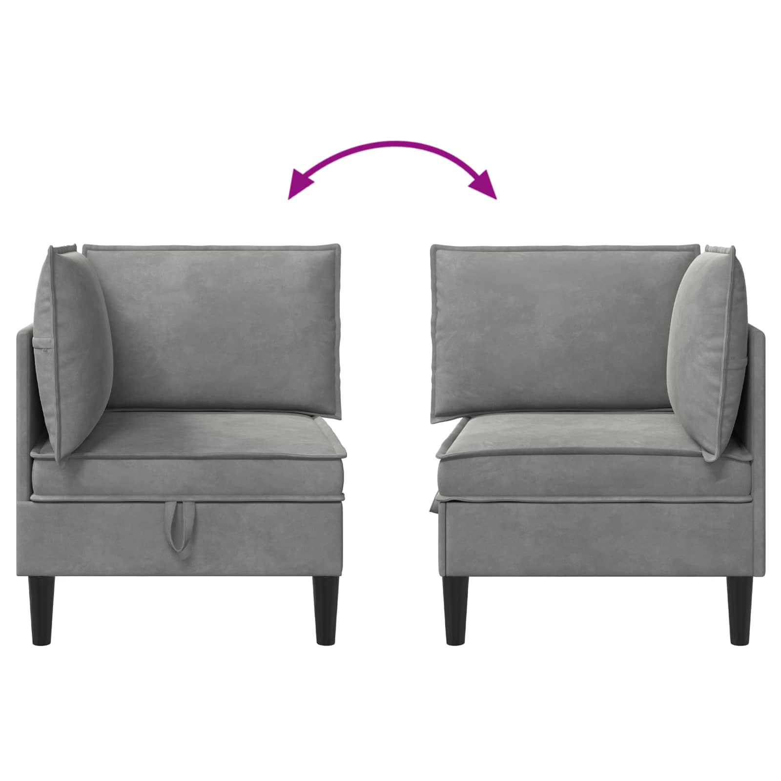 Sofa mit Stauraum Hellgrau Samt