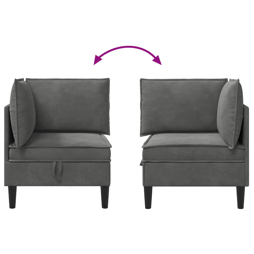 Sofa mit Stauraum Dunkelgrau Samt