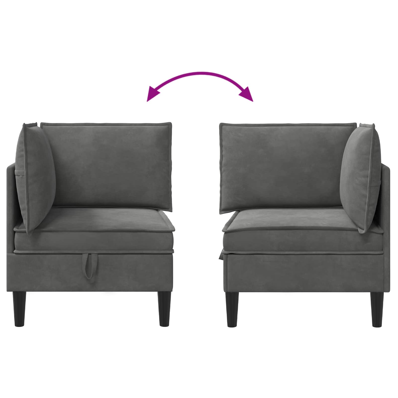 Sofa mit Stauraum Dunkelgrau Samt
