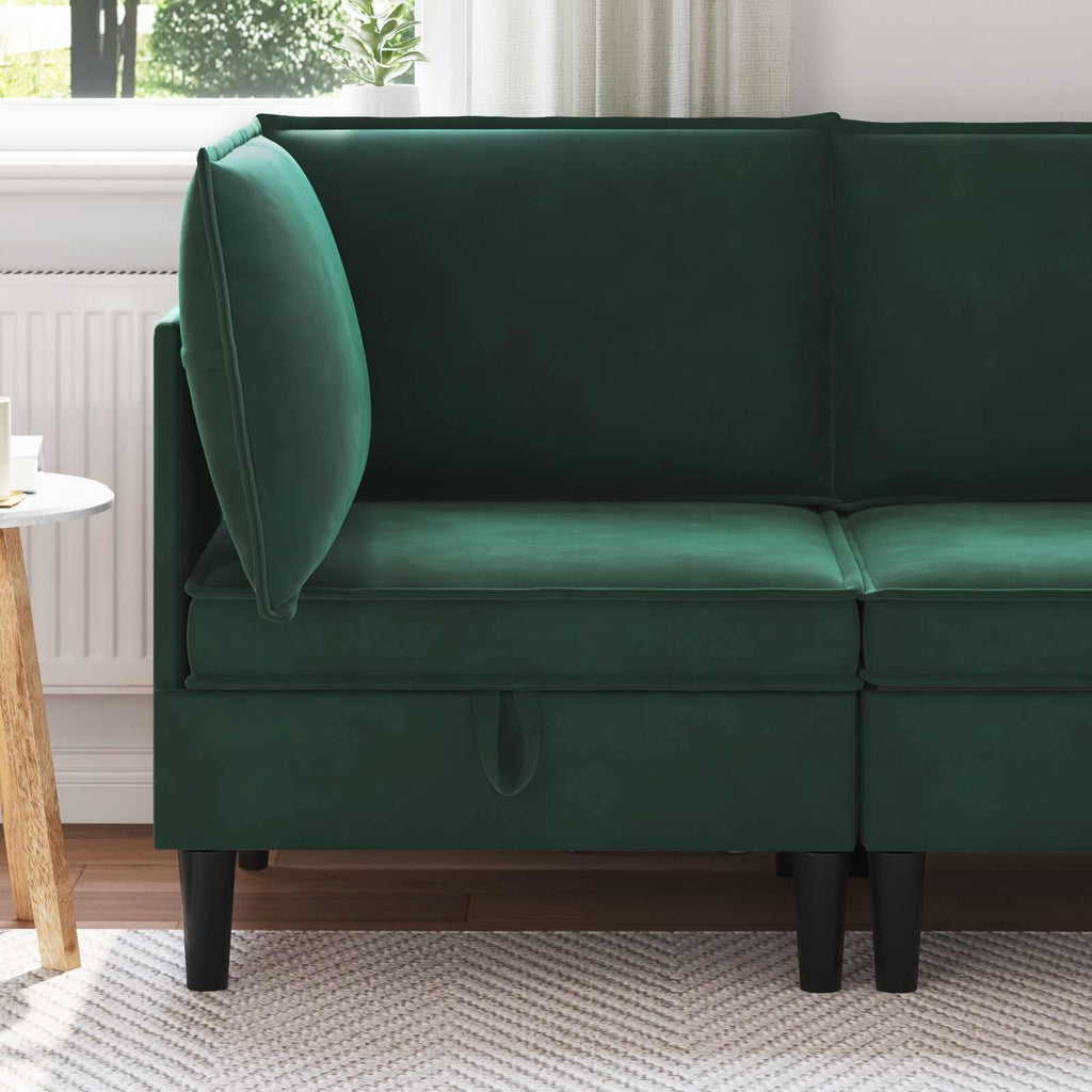 Sofa mit Stauraum Dunkelgrün Samt