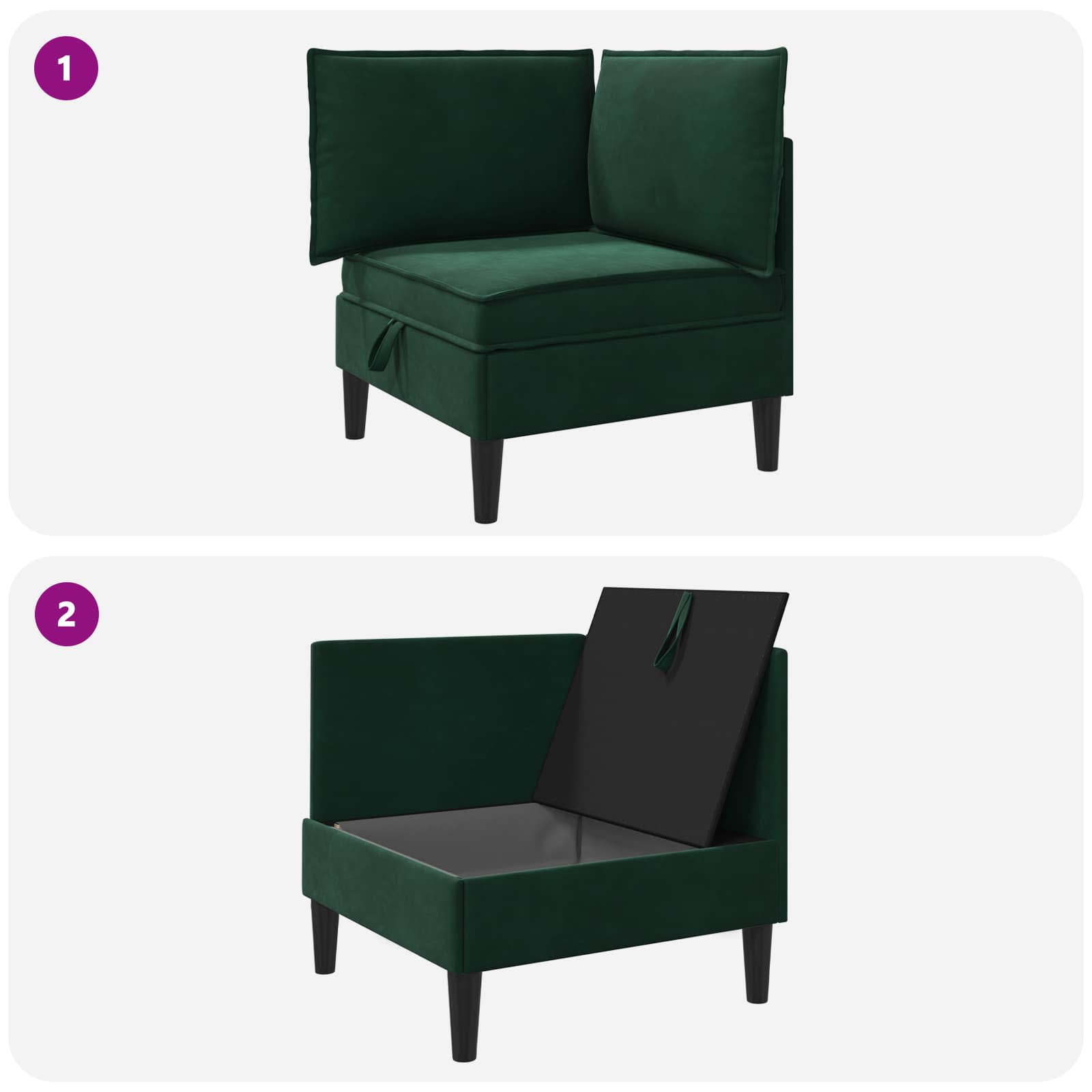 Sofa mit Stauraum Dunkelgrün Samt