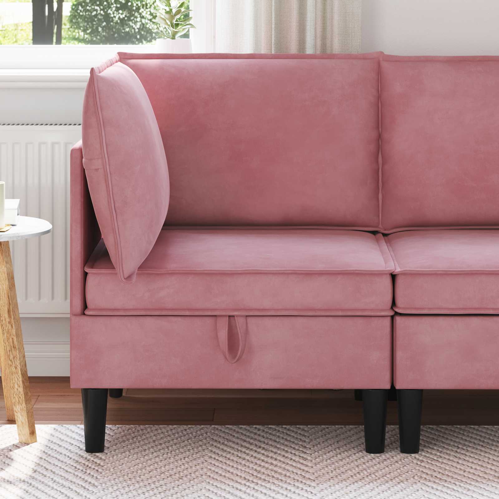 Sofa mit Stauraum Rosa Samt