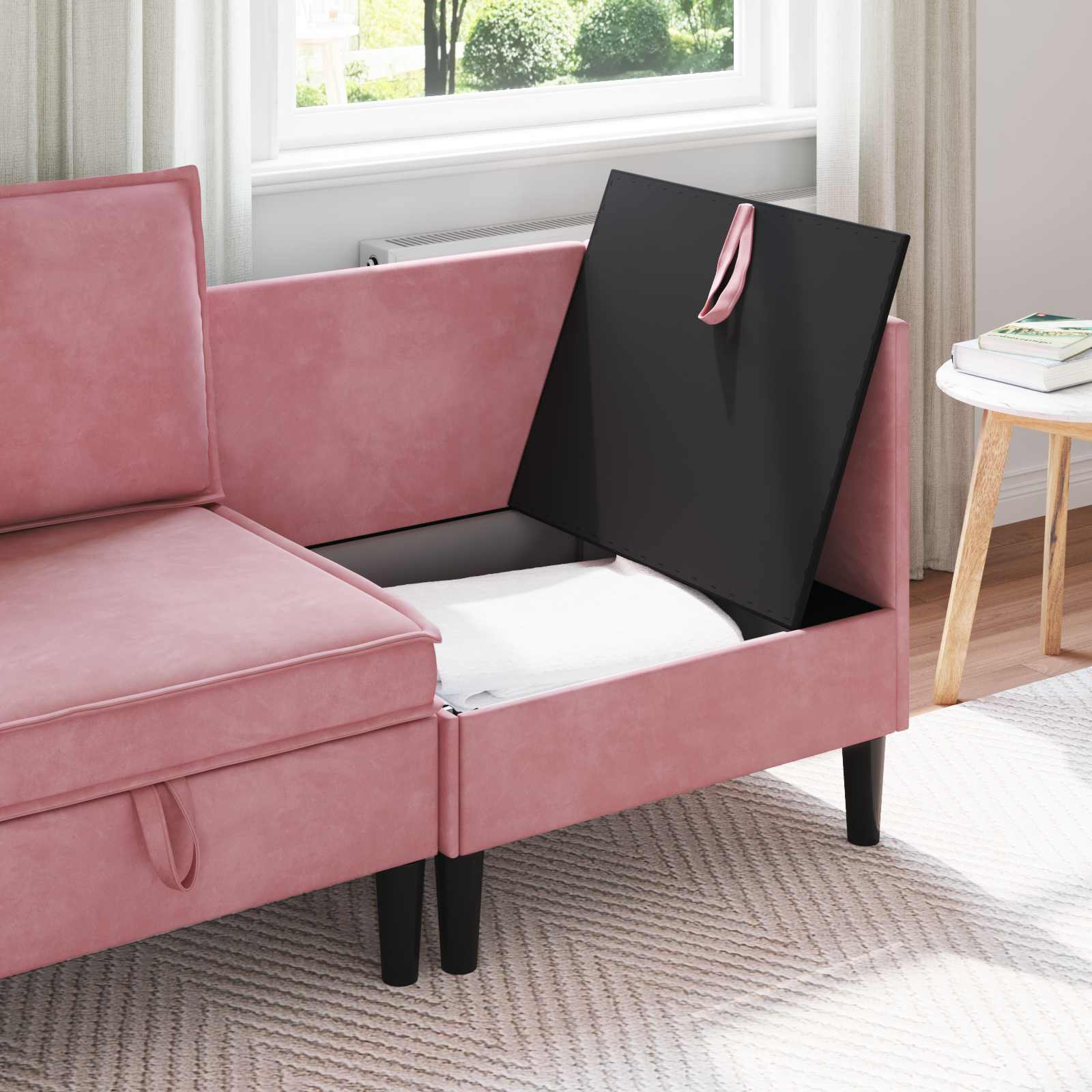 Sofa mit Stauraum Rosa Samt