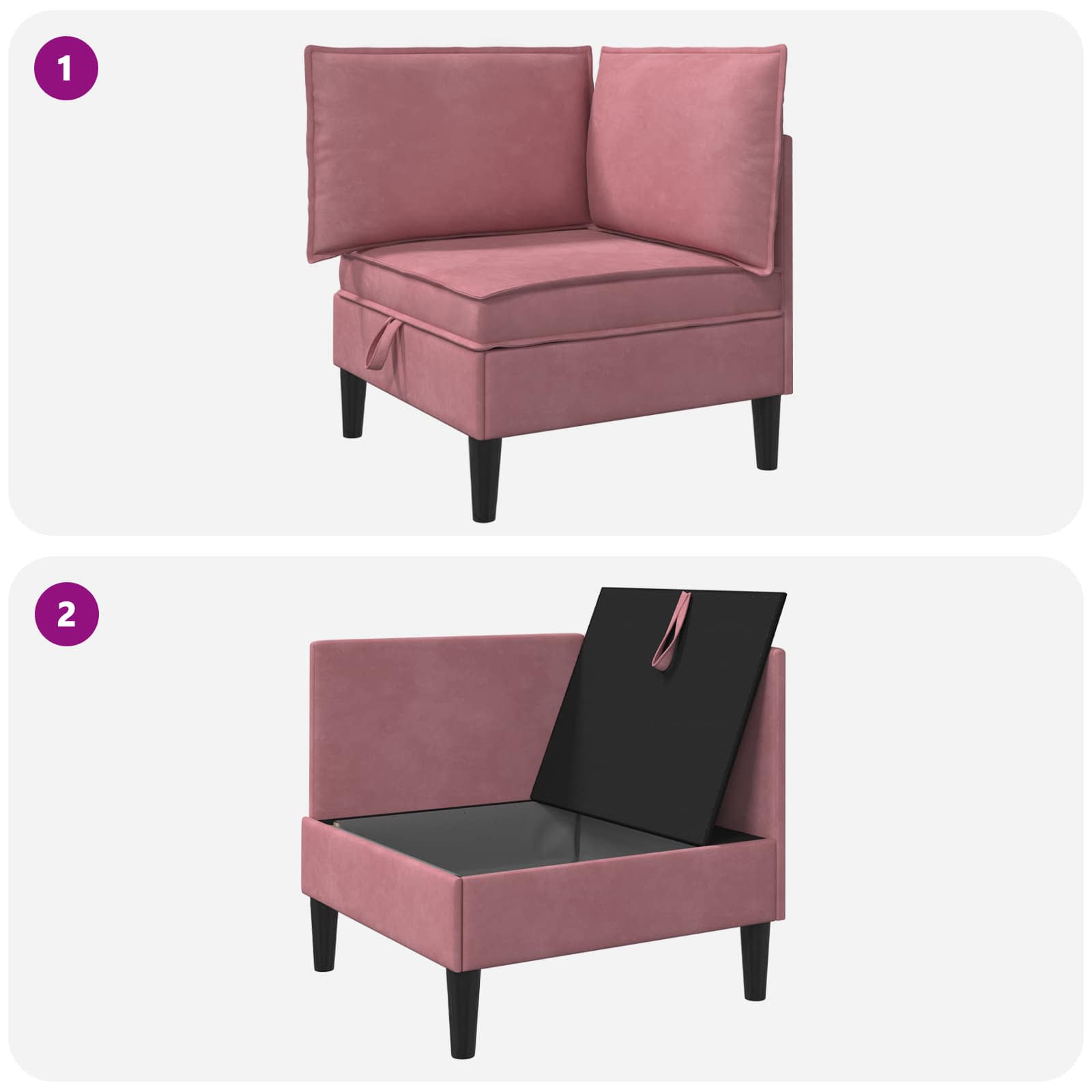 Sofa mit Stauraum Rosa Samt