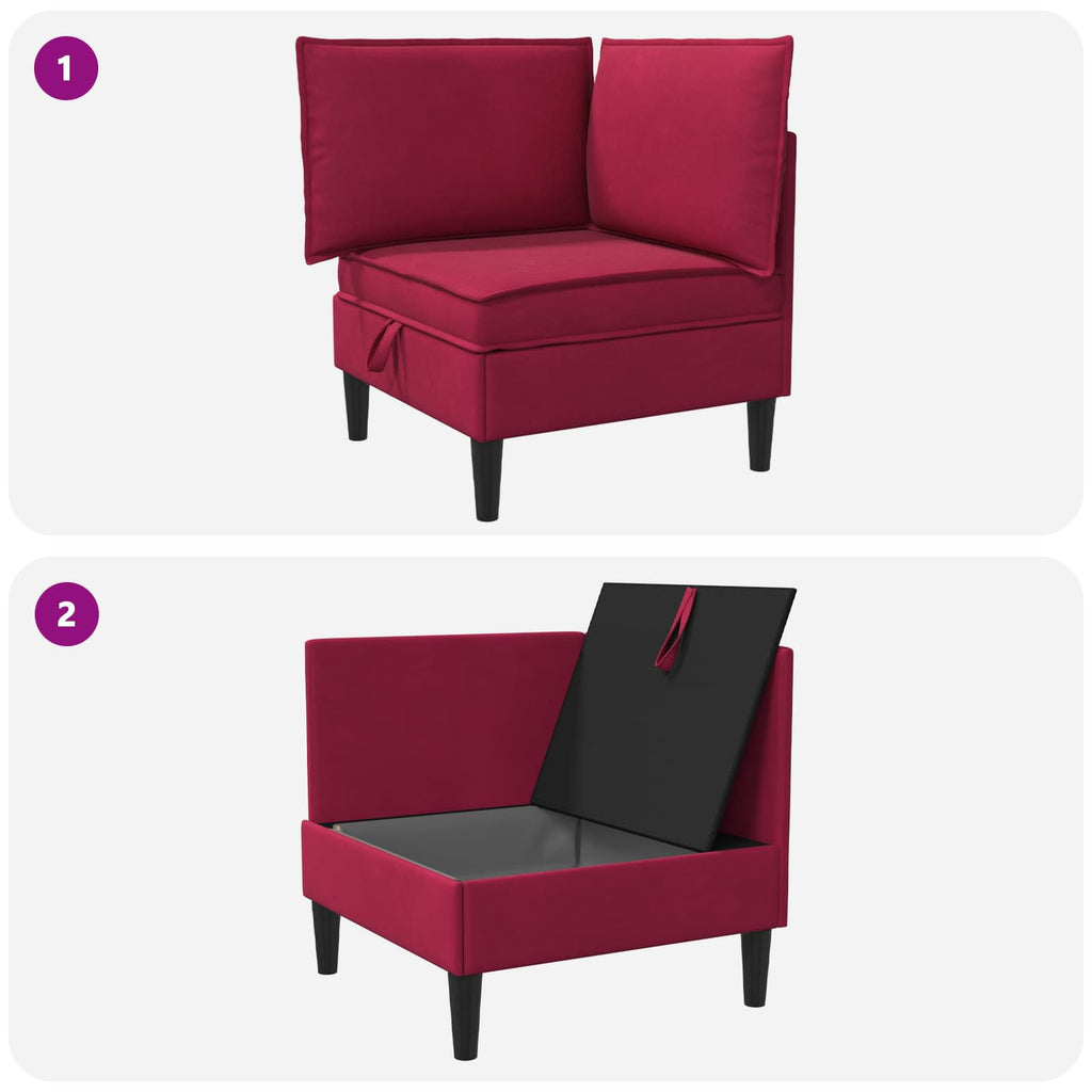 Sofa mit Stauraum Weinrot Samt