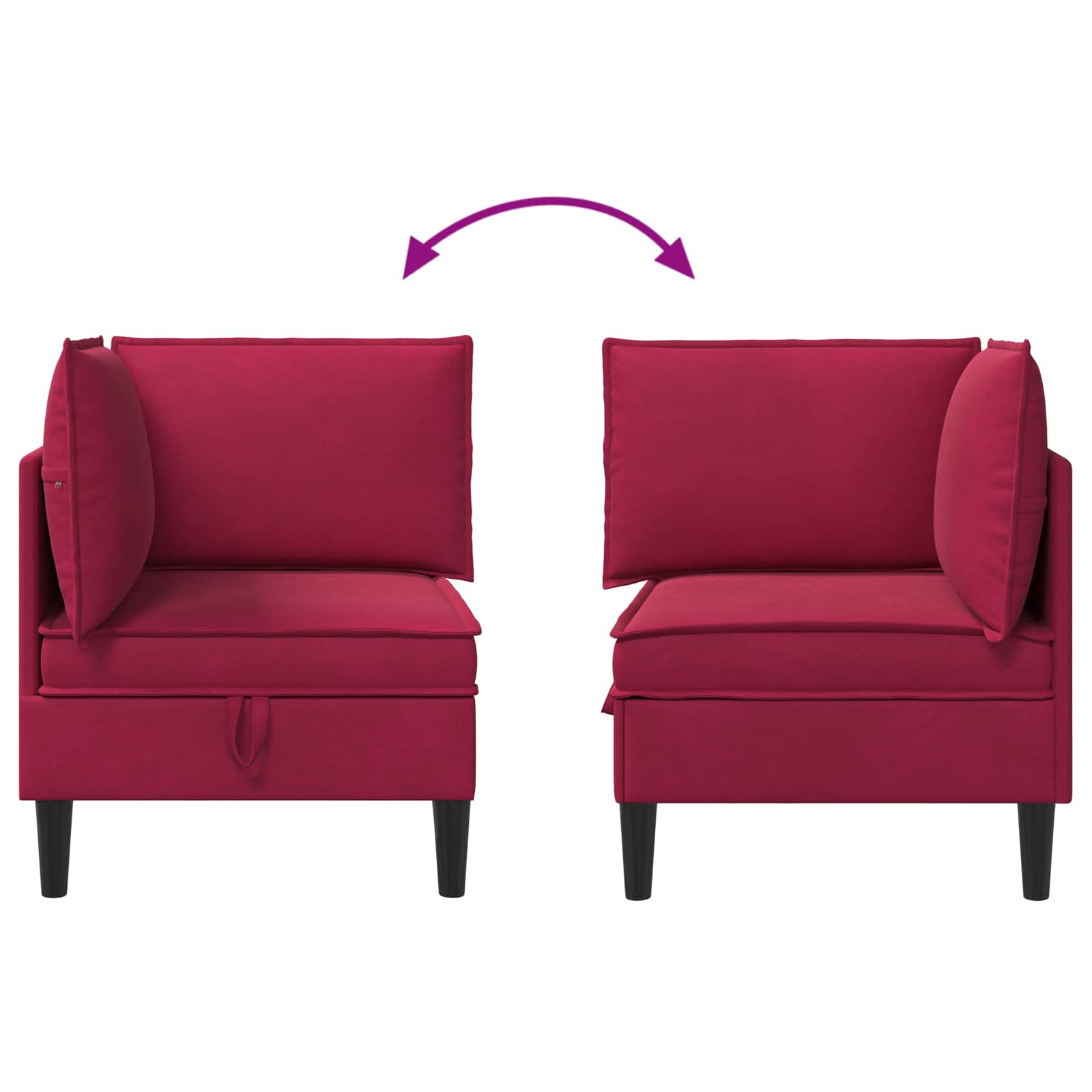 Sofa mit Stauraum Weinrot Samt