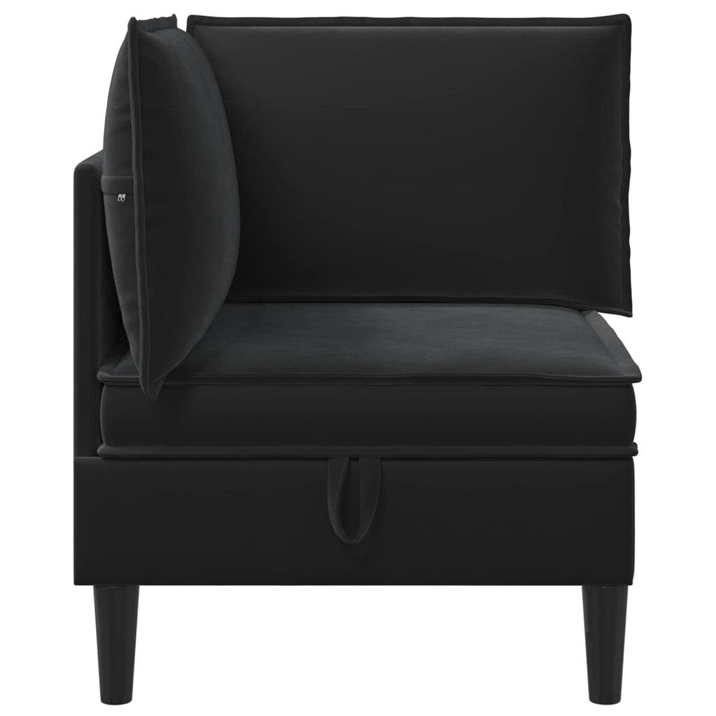 Sofa mit Stauraum Schwarz Samt