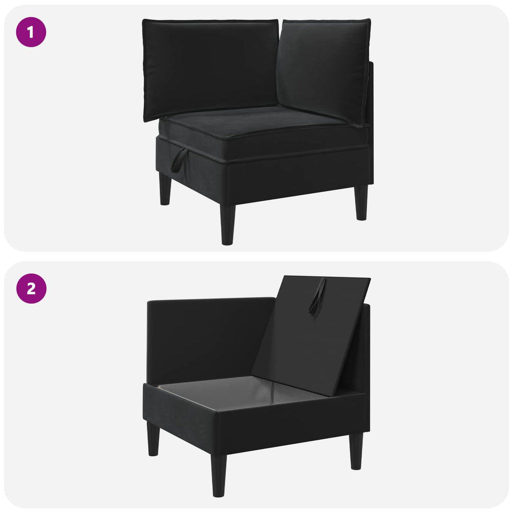 Sofa mit Stauraum Schwarz Samt