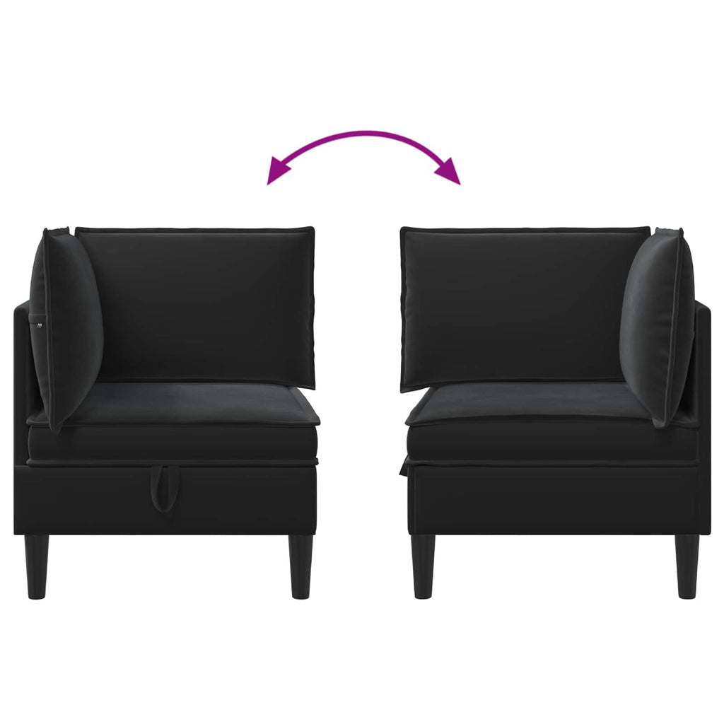 Sofa mit Stauraum Schwarz Samt