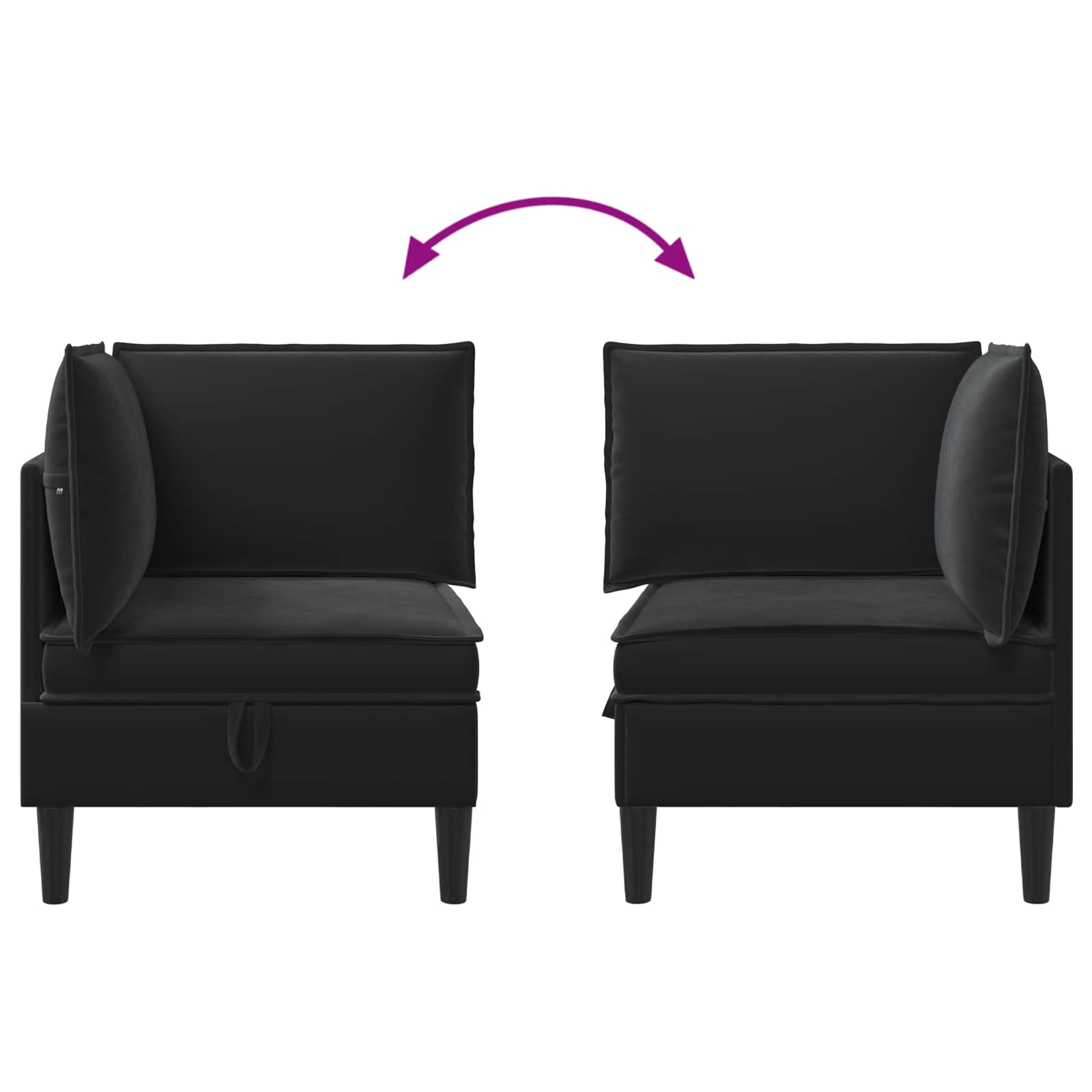 Sofa mit Stauraum Schwarz Samt