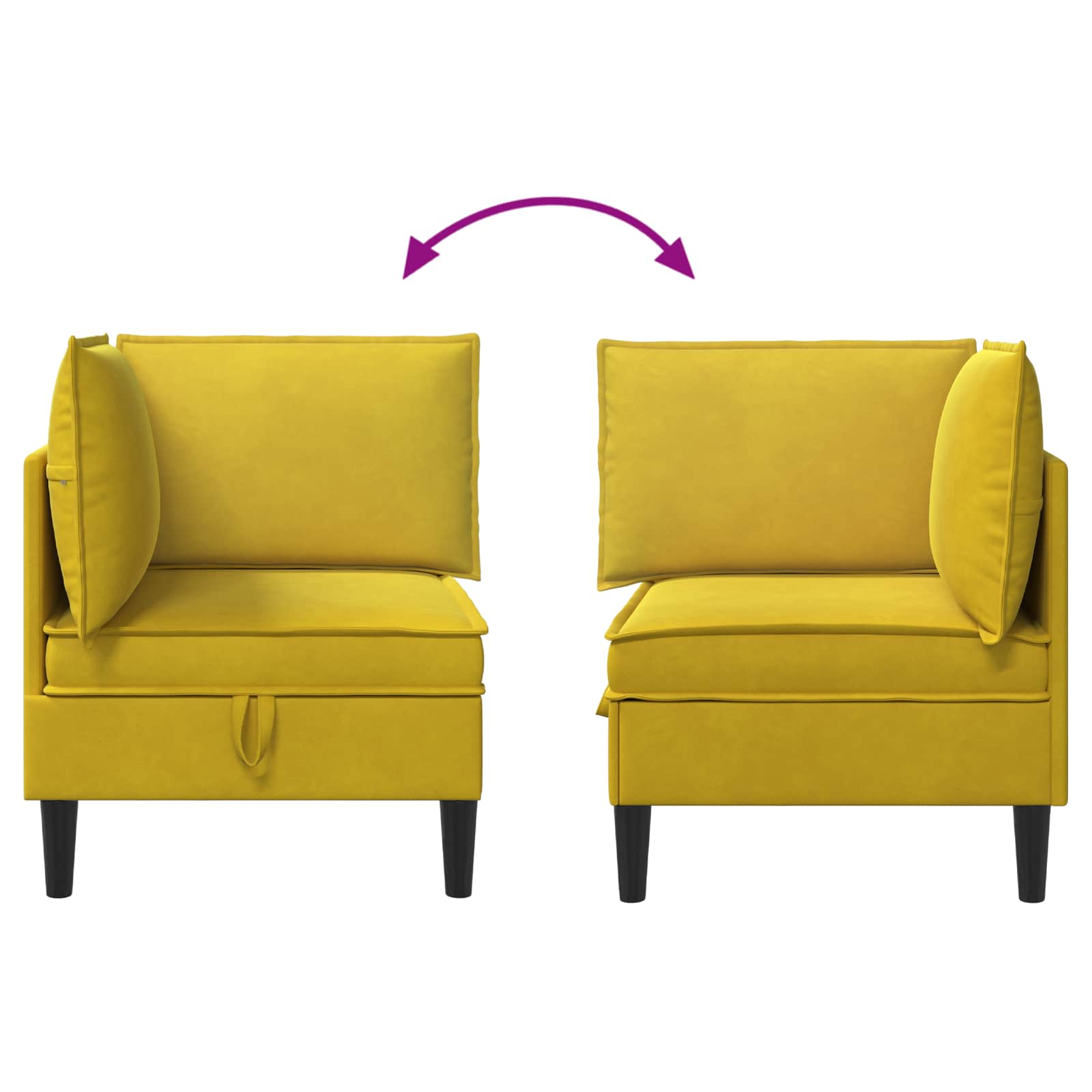 Sofa mit Stauraum Gelb Samt