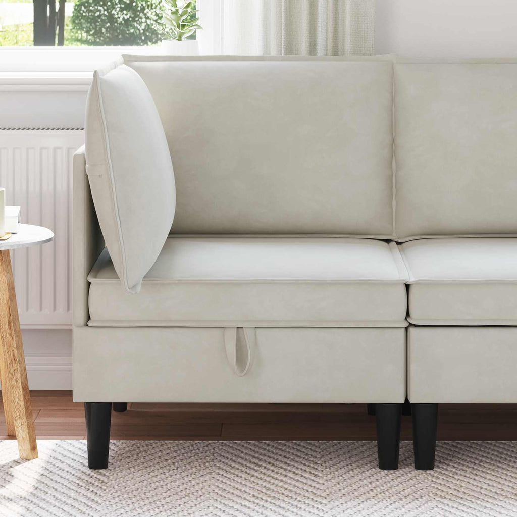 Sofa mit Stauraum Creme Samt