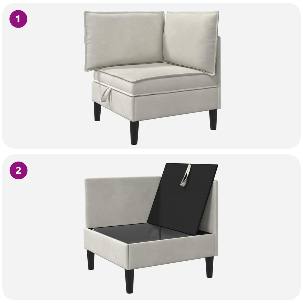 Sofa mit Stauraum Creme Samt