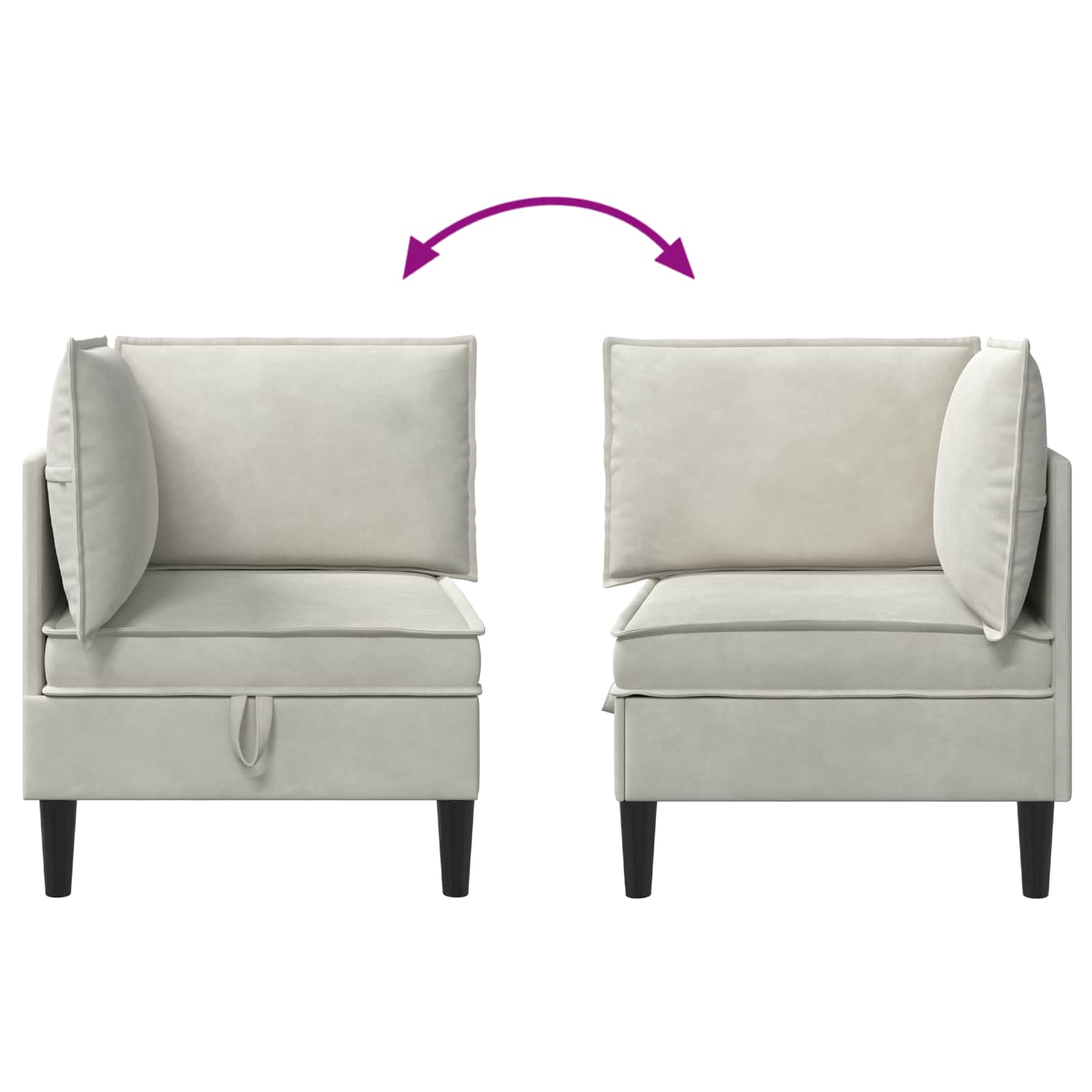 Sofa mit Stauraum Creme Samt