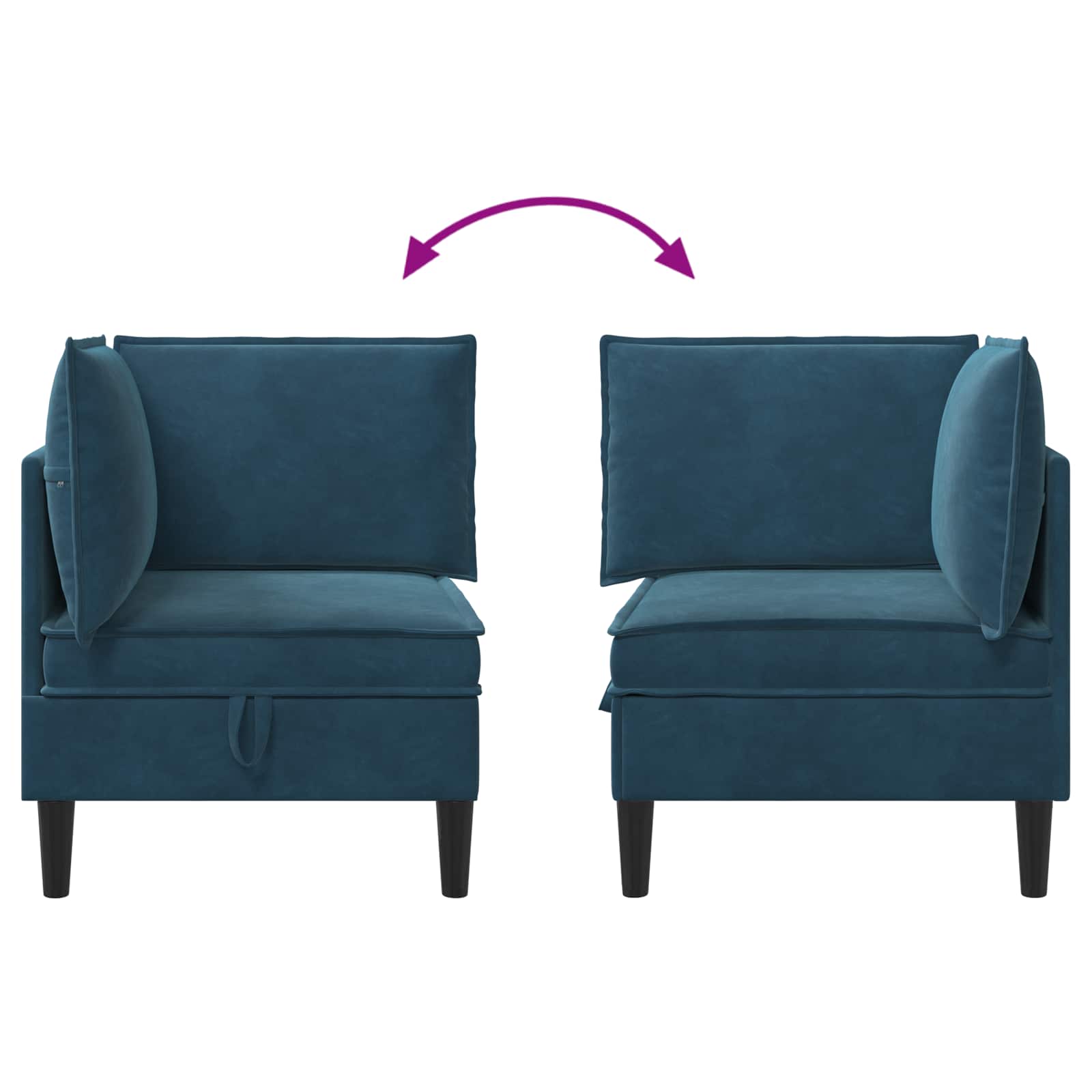 Sofa mit Stauraum Blau Samt