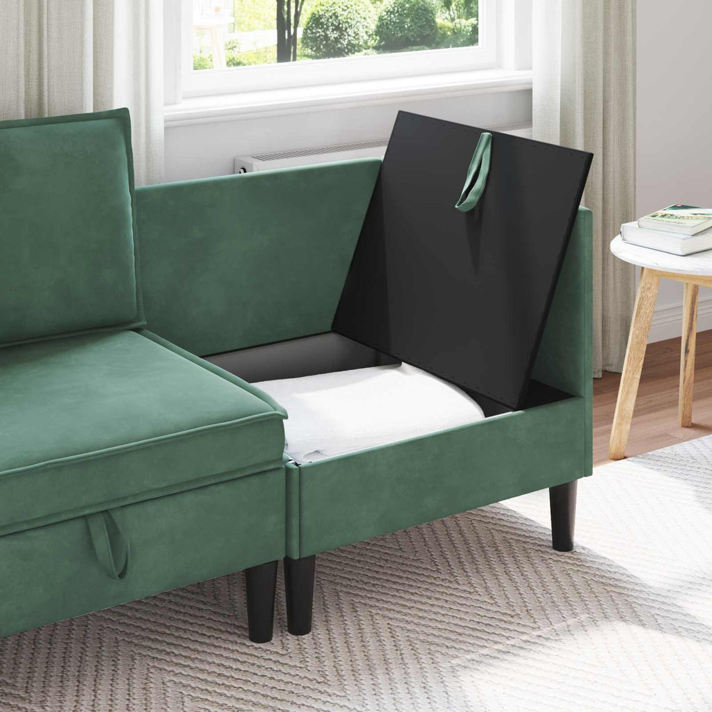 Sofa mit Stauraum Meergrün Samt
