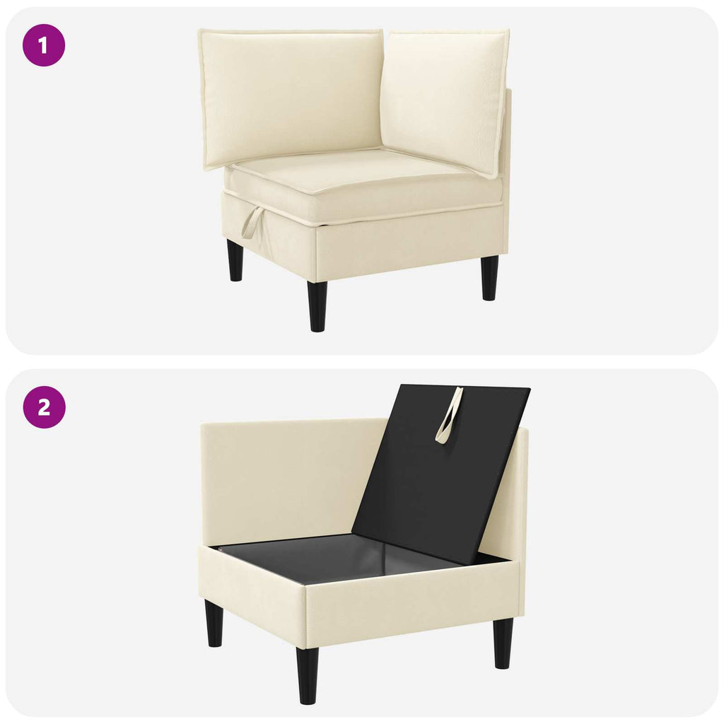 Ecksofa mit Stauraum Creme Samt