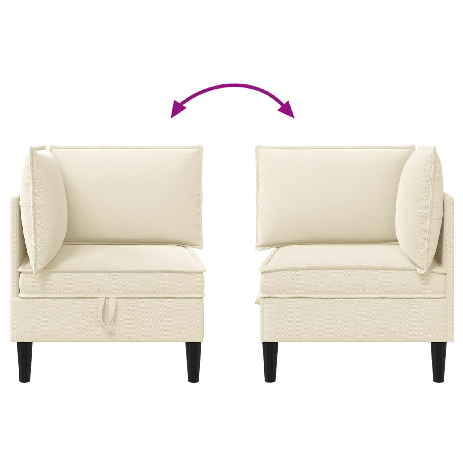 Ecksofa mit Stauraum Creme Samt