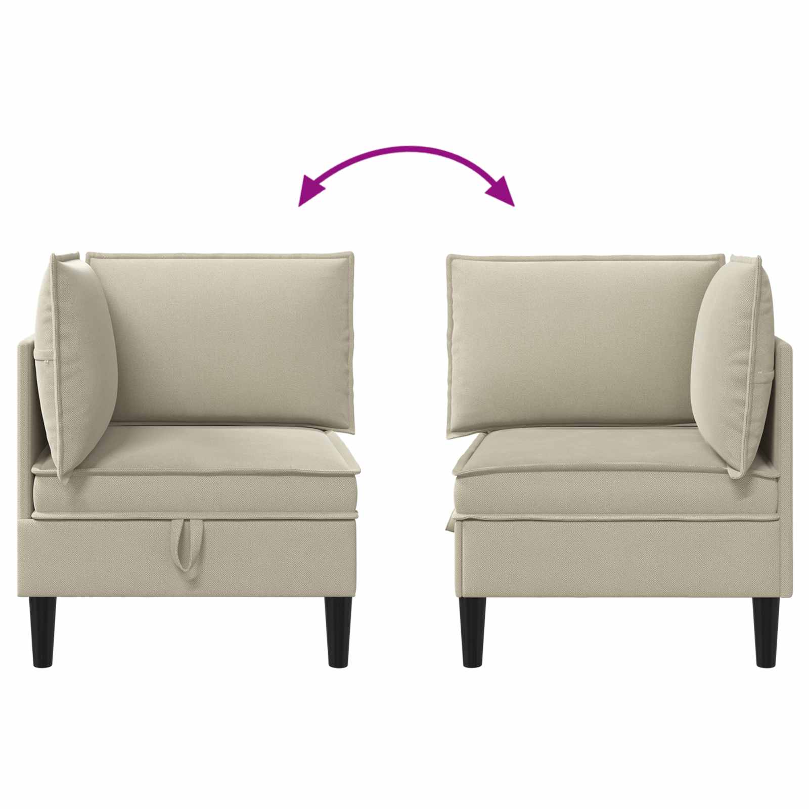 Ecksofa mit Stauraum Sand Samt