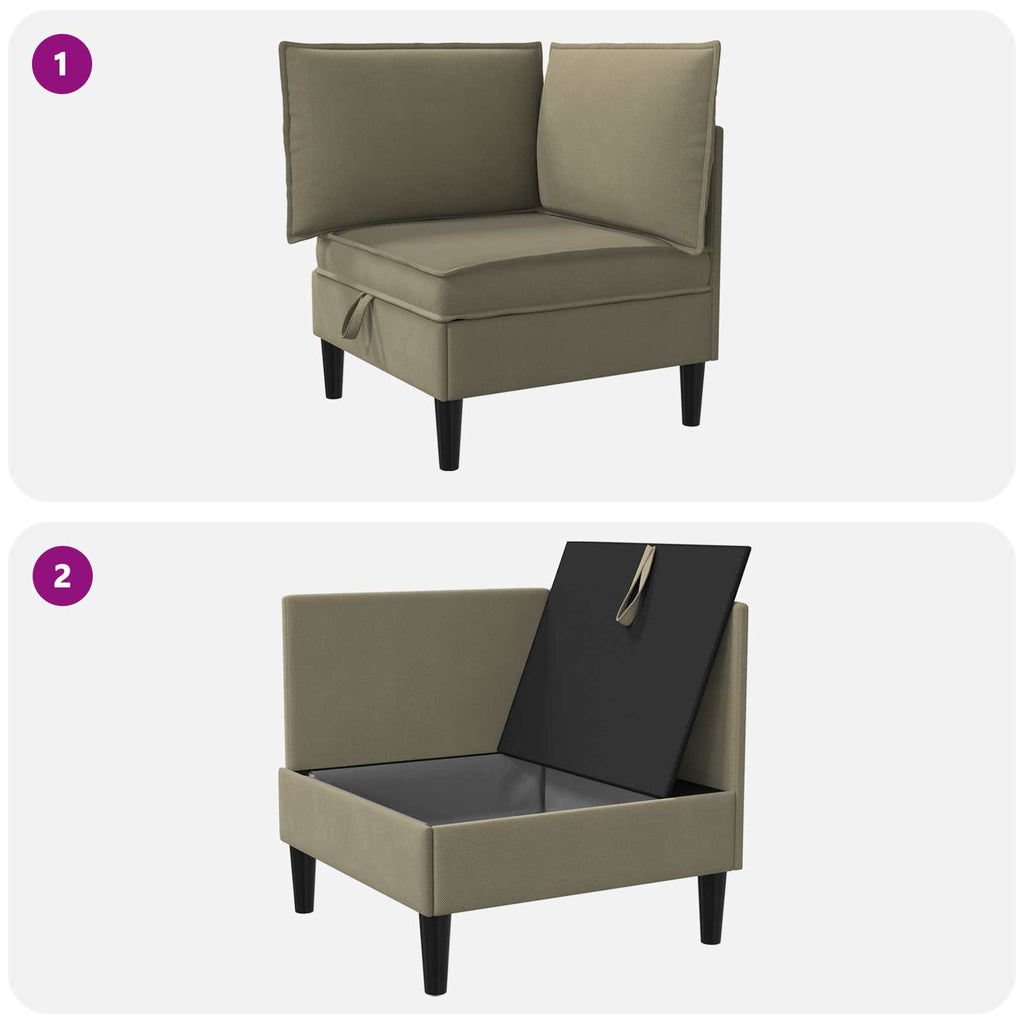 Ecksofa mit Stauraum Khaki Samt