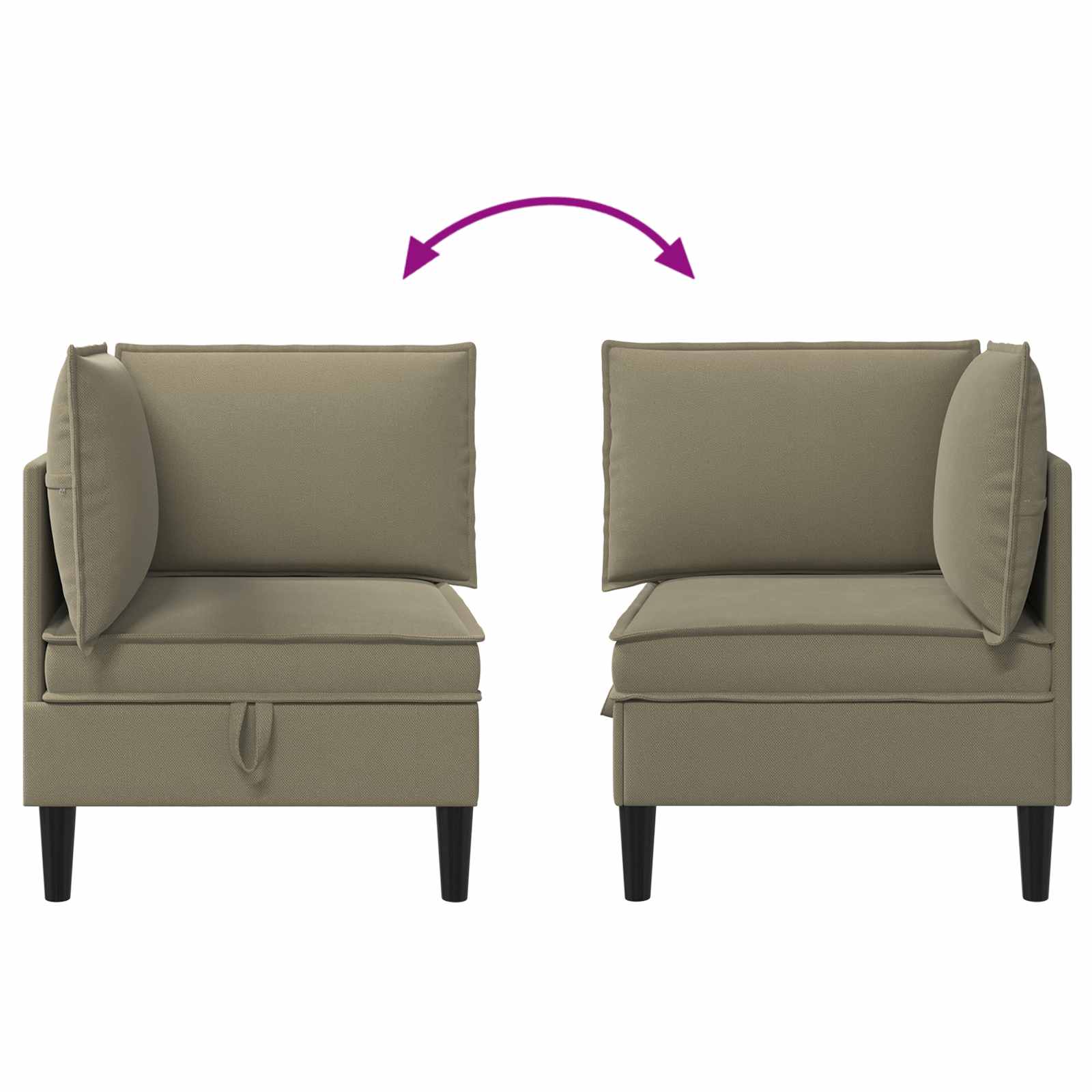 Ecksofa mit Stauraum Khaki Samt